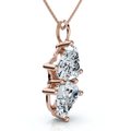 4Ct Certified Toi Et Moi Heart Shape Pendant 14k Gold Necklace Lab Grown