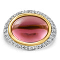 11.17Ct Tourmaline & Pave Diamond East West Ring 14k Yellow Gold Lab Grown Size: 6