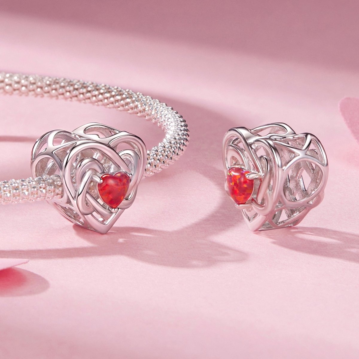 Fiery Opal Love Knot Charm