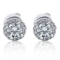 Halo Diamond Studs 1/2 Carat 10K White Gold 6mm