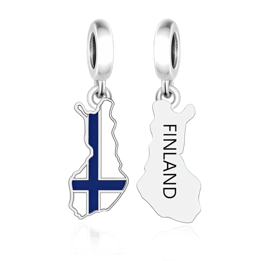Finland Map Flag Dangle Charm