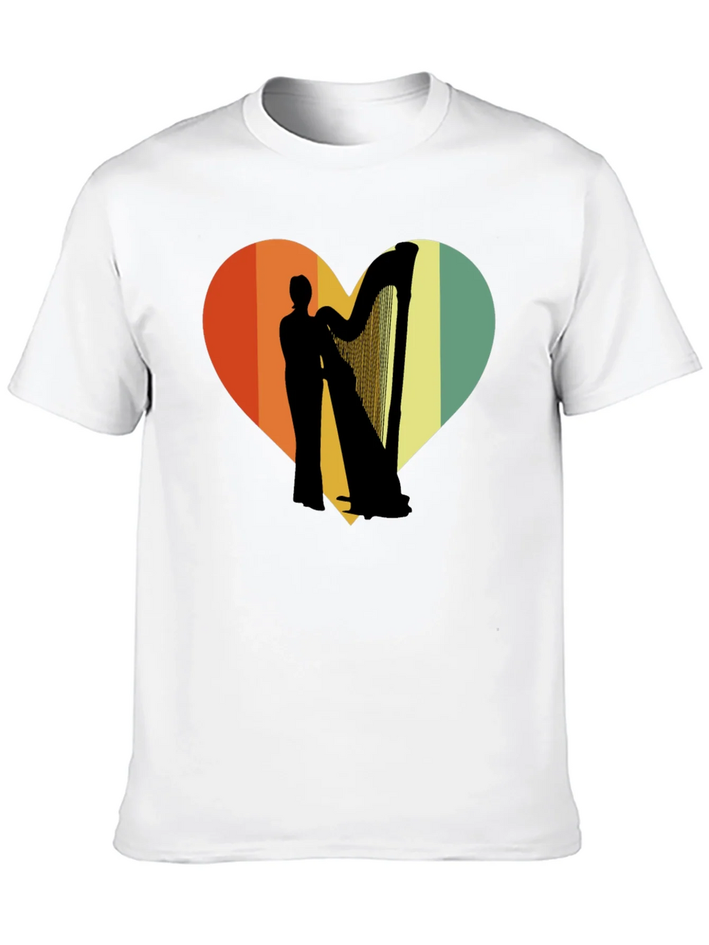 Harp Player Heart Graphic T-Shirt - Retro Style