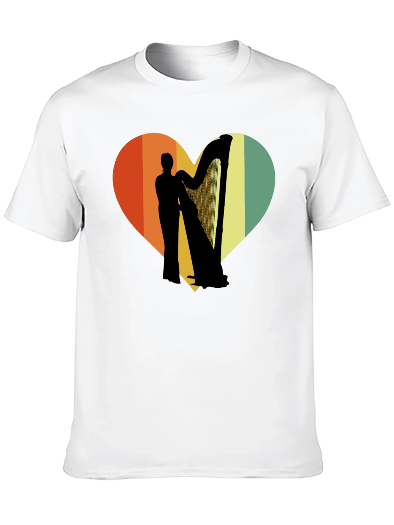 Harp Player Heart Graphic T-Shirt - Retro Style