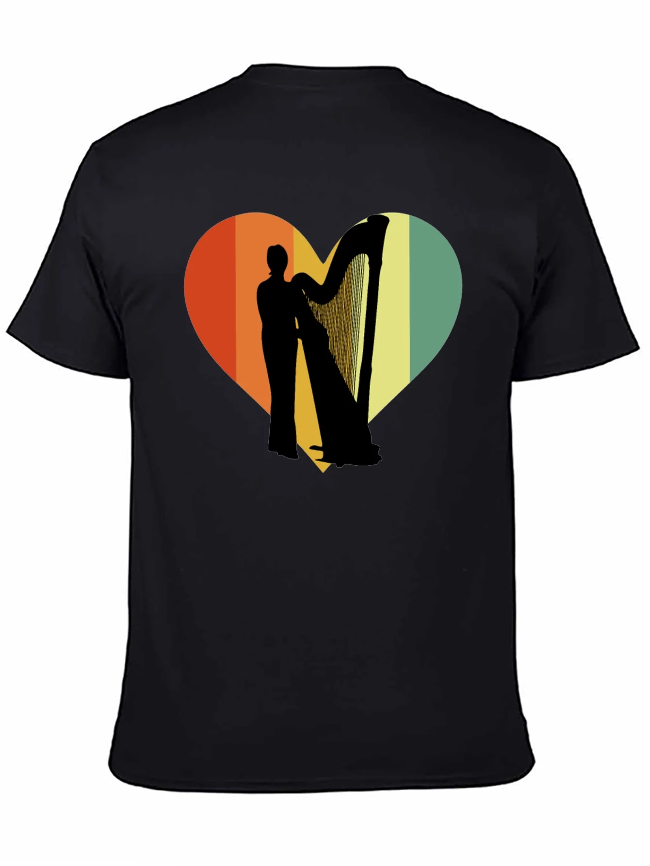 Harp Player Heart Graphic T-Shirt - Retro Style