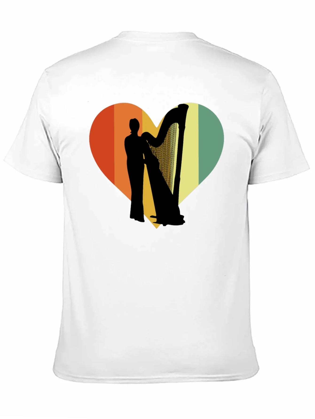 Harp Player Heart Graphic T-Shirt - Retro Style