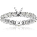 2ct Diamond Eternity Semi Mount Engagement Ring 14K White Ring Size Selectable