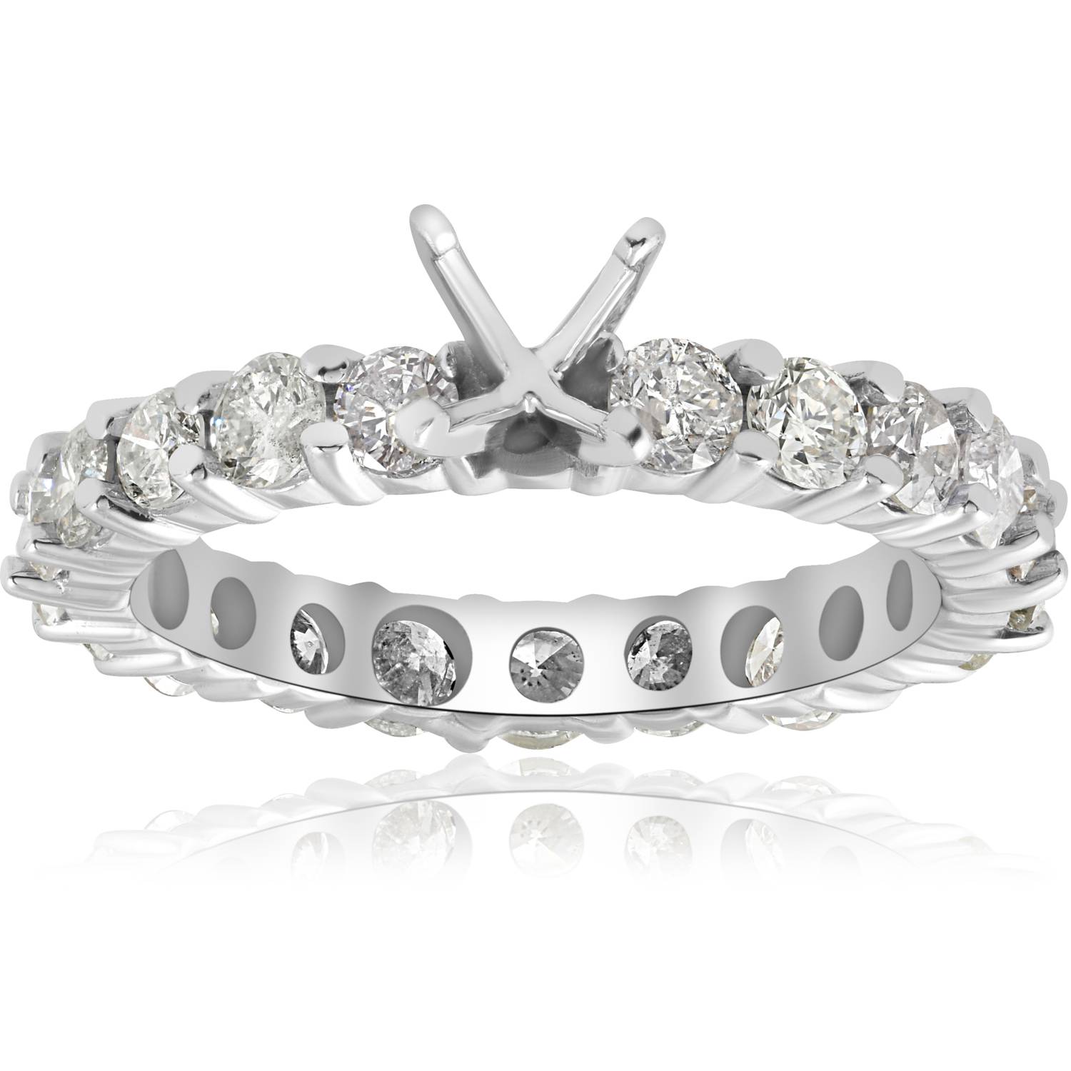 2ct Diamond Eternity Semi Mount Engagement Ring 14K White Ring Size Selectable
