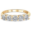 1Ct T.W. Five Stone Diamond Wedding Ring 14k White or Yellow Gold Lab Grown