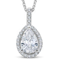 1 1/4Ct Pear Shape Halo Diamond Pendant 14k White Gold Necklace Lab Grown