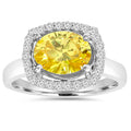 2.26Ct Oval Citrine & Diamond Halo Ring 10K White Gold Size Selectable