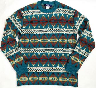 Junya Watanabe Men Intarsia-Knit Wool Jumper From Junya Watanabe Featuring Turquoise Blue-Green, Multicolour, Wool Blend, Patterned Intarsia Knit, Ribbed Trim, Crew Neck, Long Sleeves And Straight Hem.