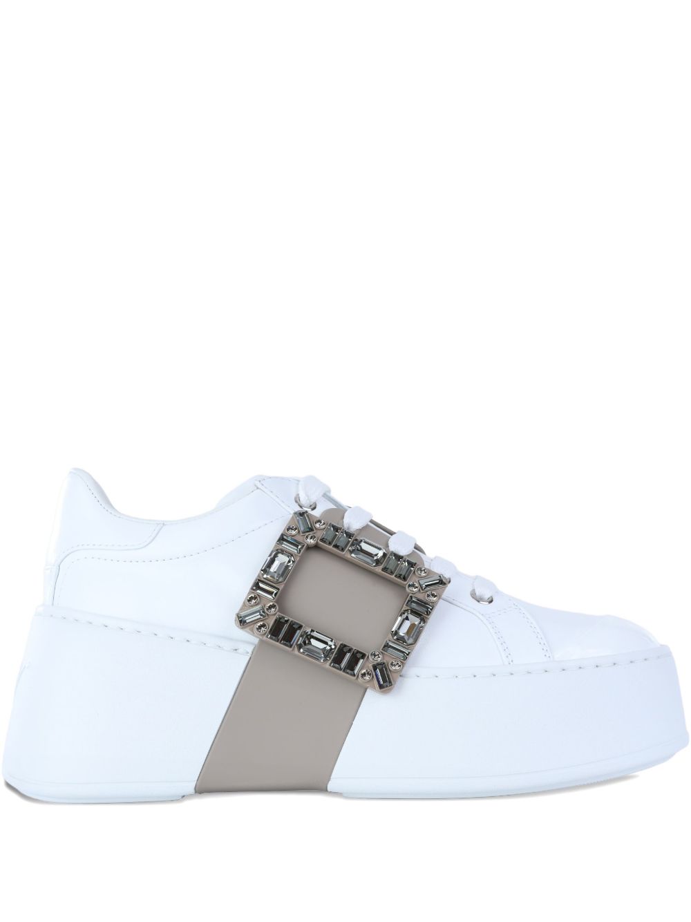 Roger Vivier Women Viv Skate High Strass Leather Sneakers