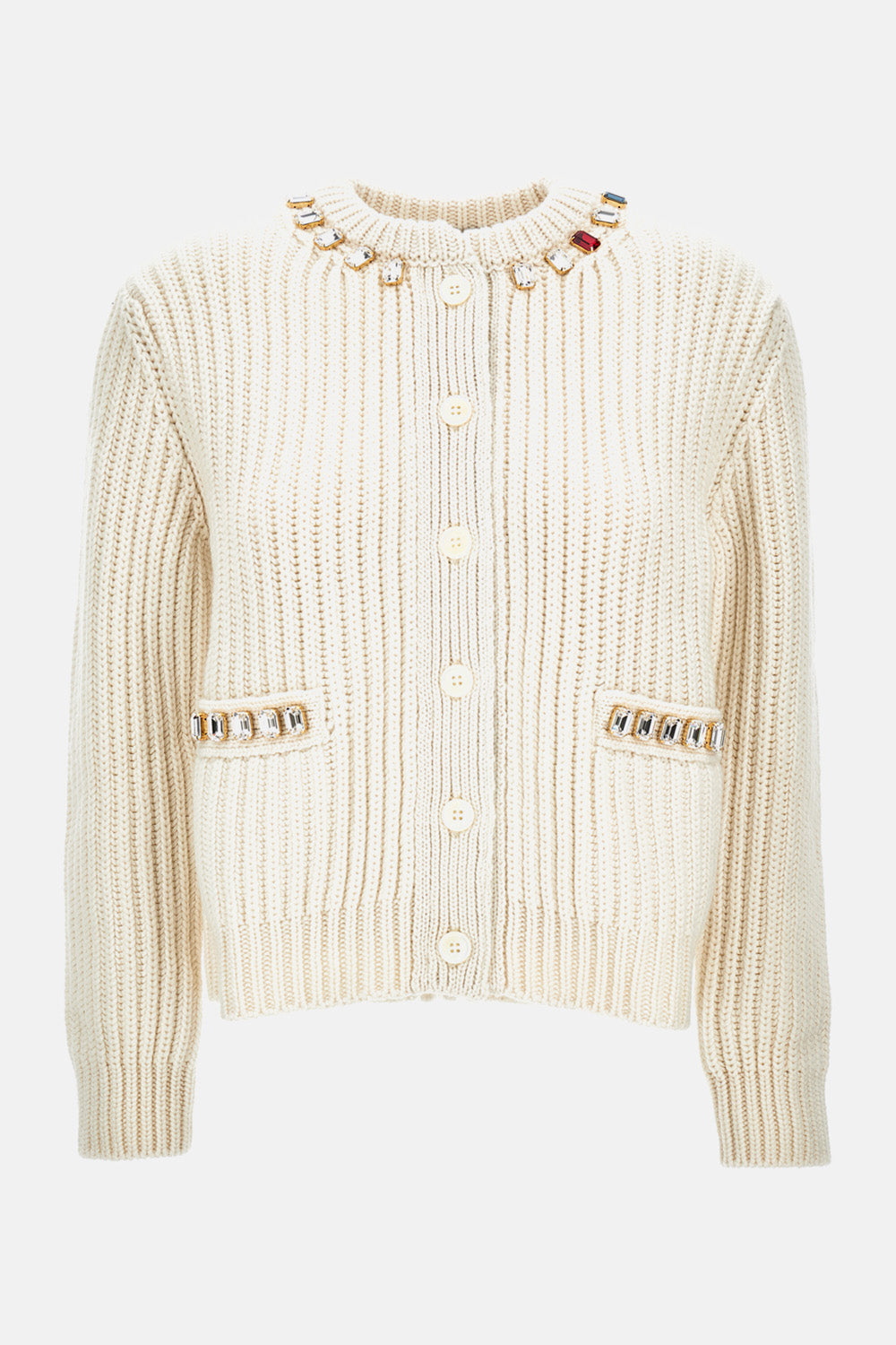 Thom Browne Women Crew Neck Cardigan Swarovski Crystal