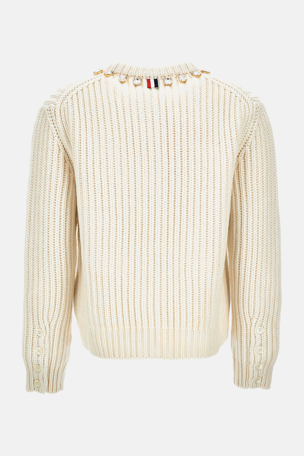 Thom Browne Women Crew Neck Cardigan Swarovski Crystal