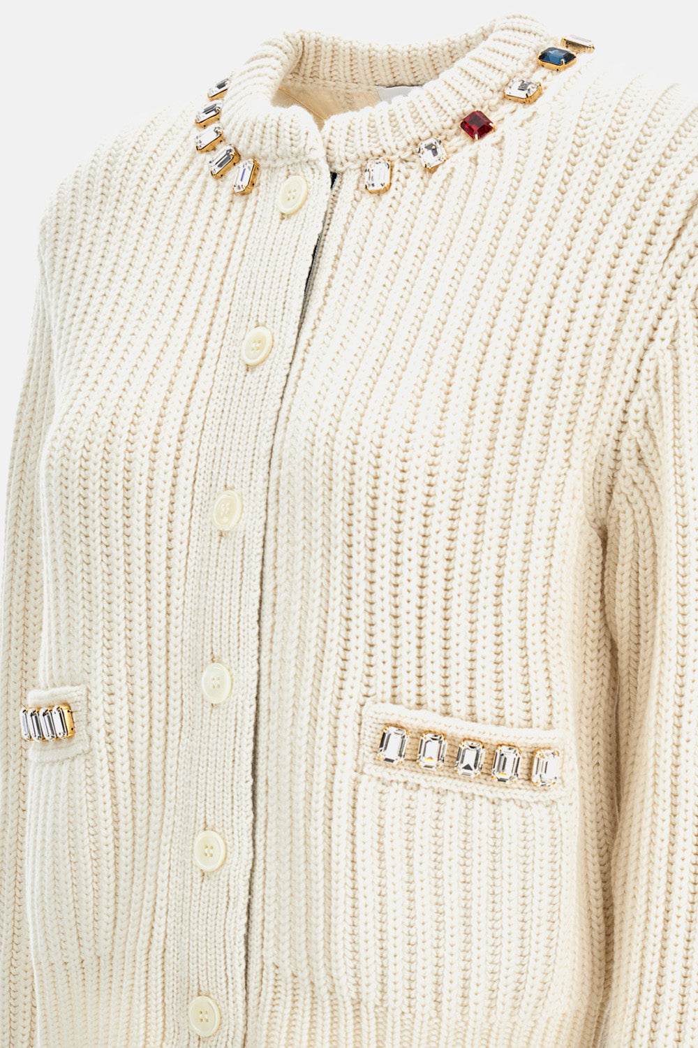 Thom Browne Women Crew Neck Cardigan Swarovski Crystal