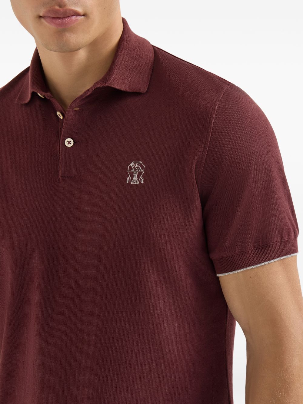 Brunello Cucinelli Men Logo Cotton Polo Shirt