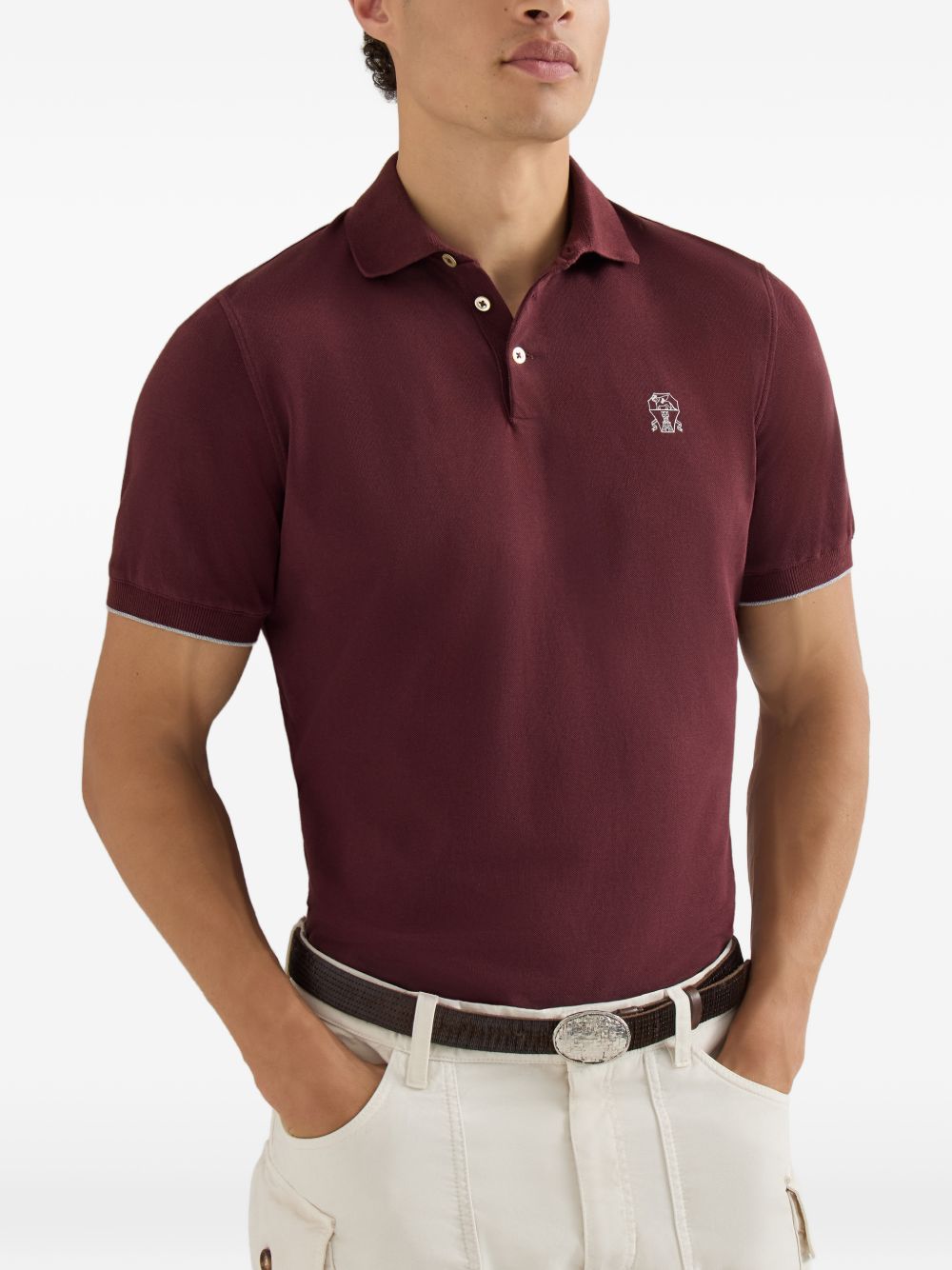 Brunello Cucinelli Men Logo Cotton Polo Shirt