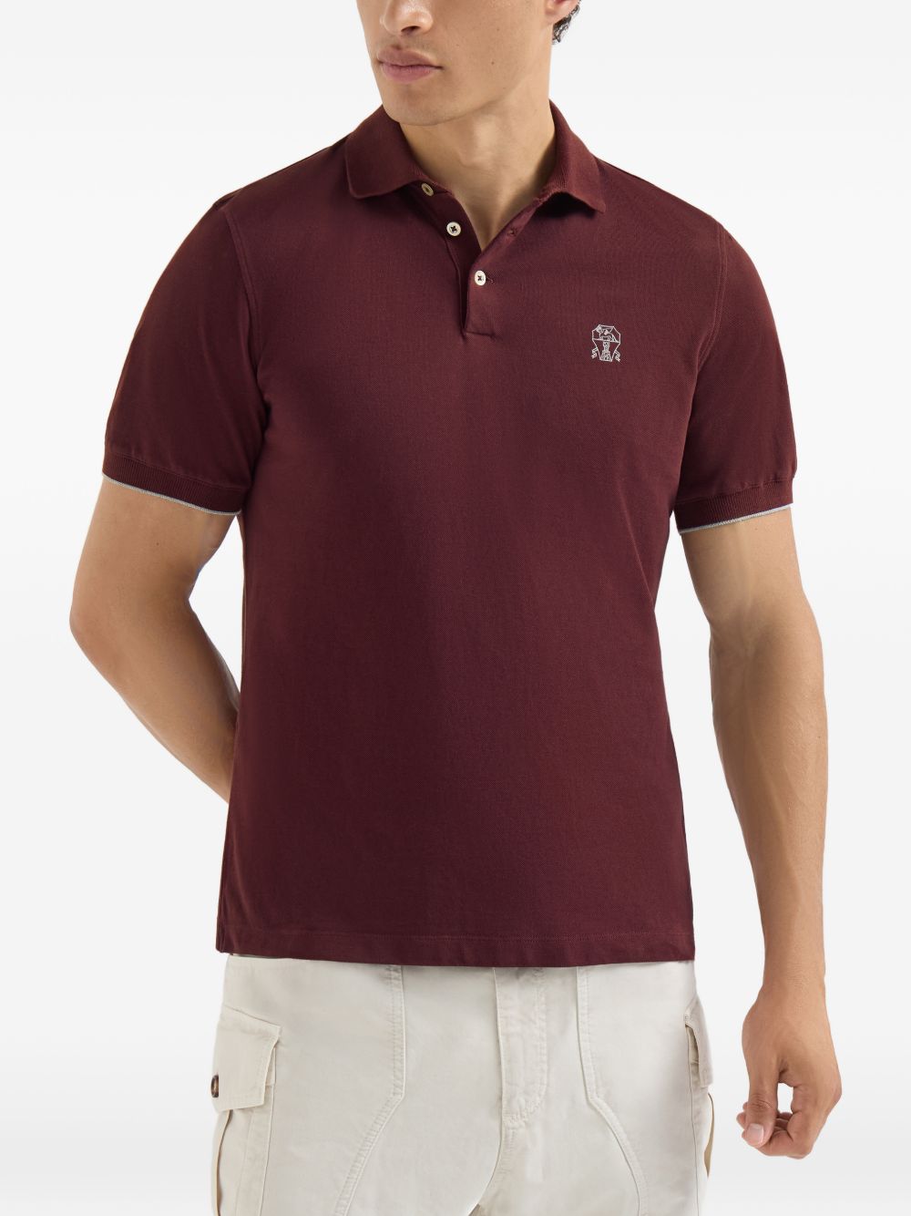Brunello Cucinelli Men Logo Cotton Polo Shirt