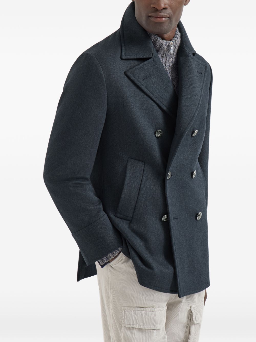 Brunello Cucinelli Men Wool Caban Coat