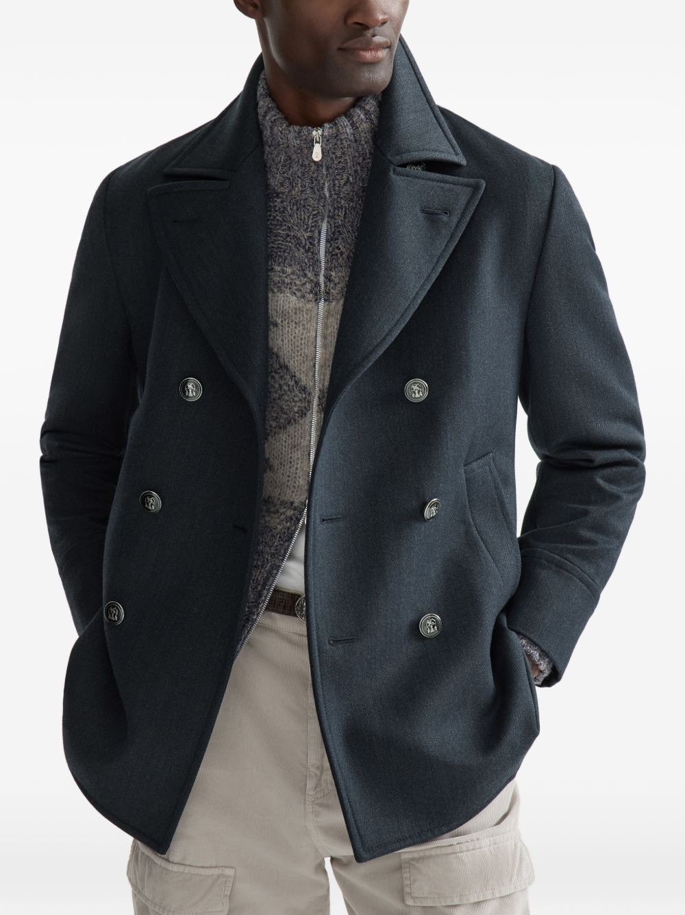 Brunello Cucinelli Men Wool Caban Coat