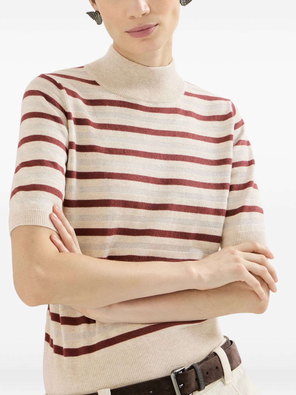 Brunello Cucinelli Women Wool And Cashmere Striped Sweater