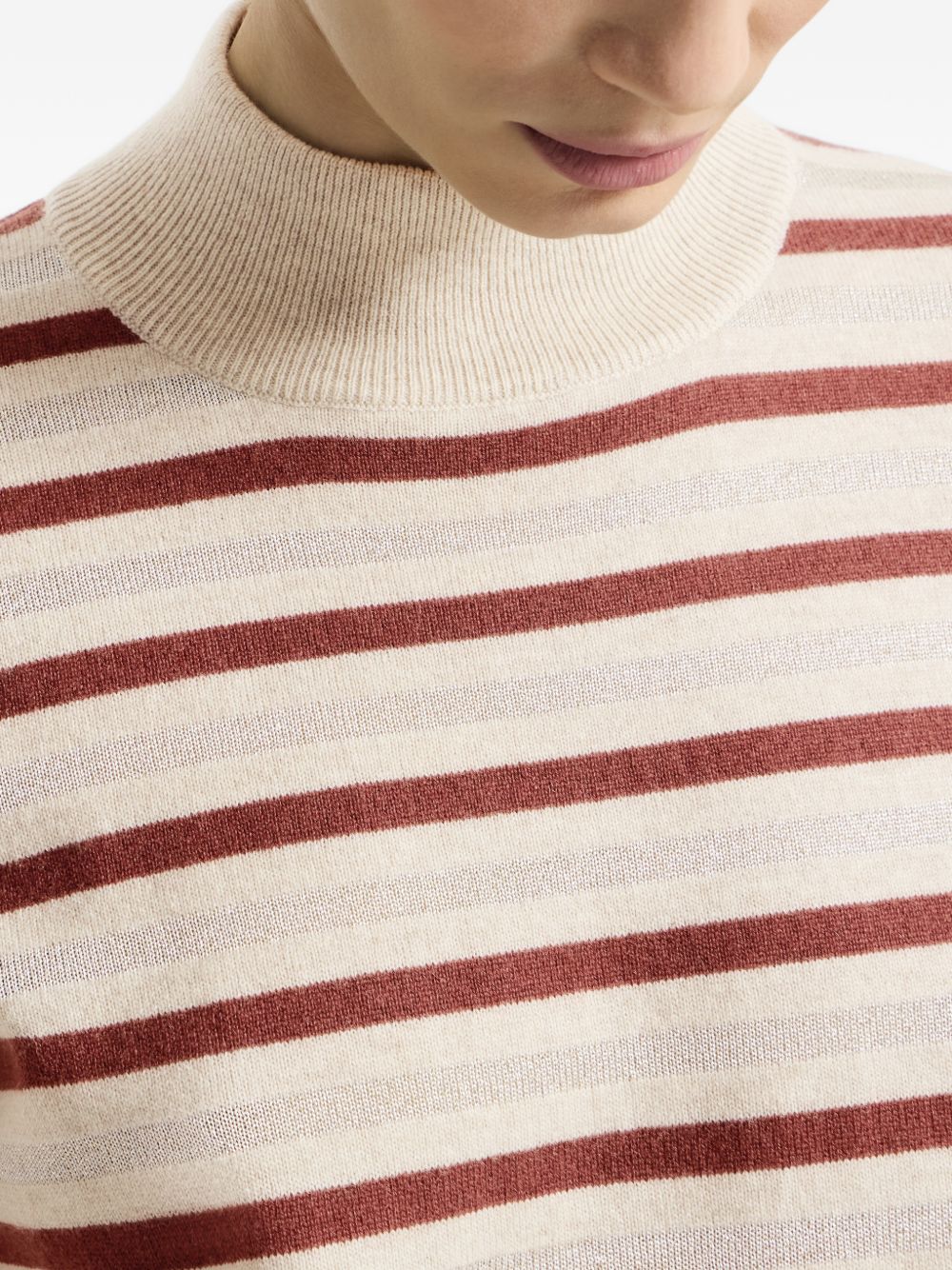 Brunello Cucinelli Women Wool And Cashmere Striped Sweater