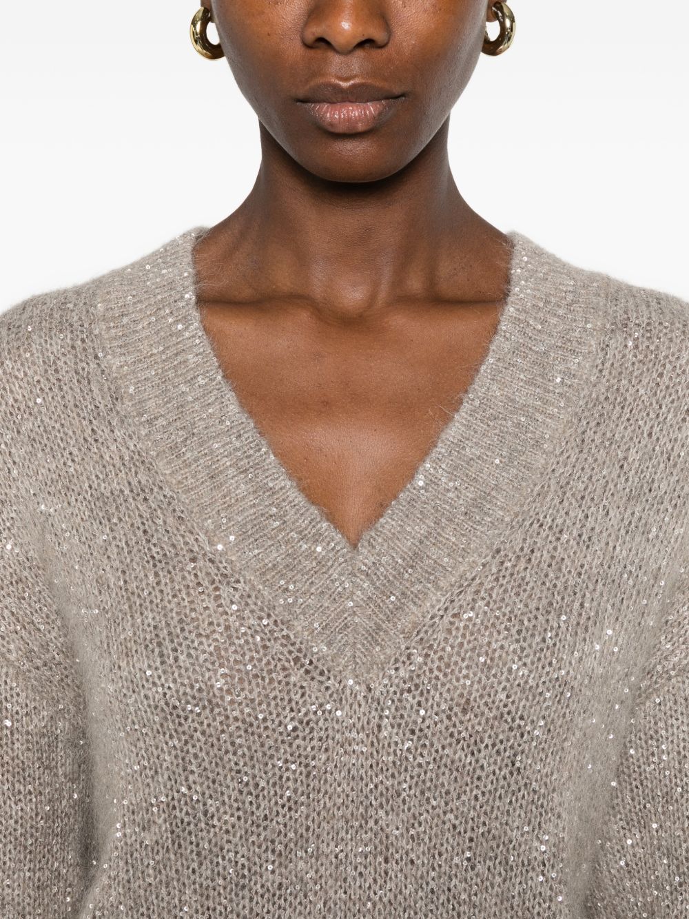 Brunello Cucinelli Women Wool Blend V-Necked Sweater