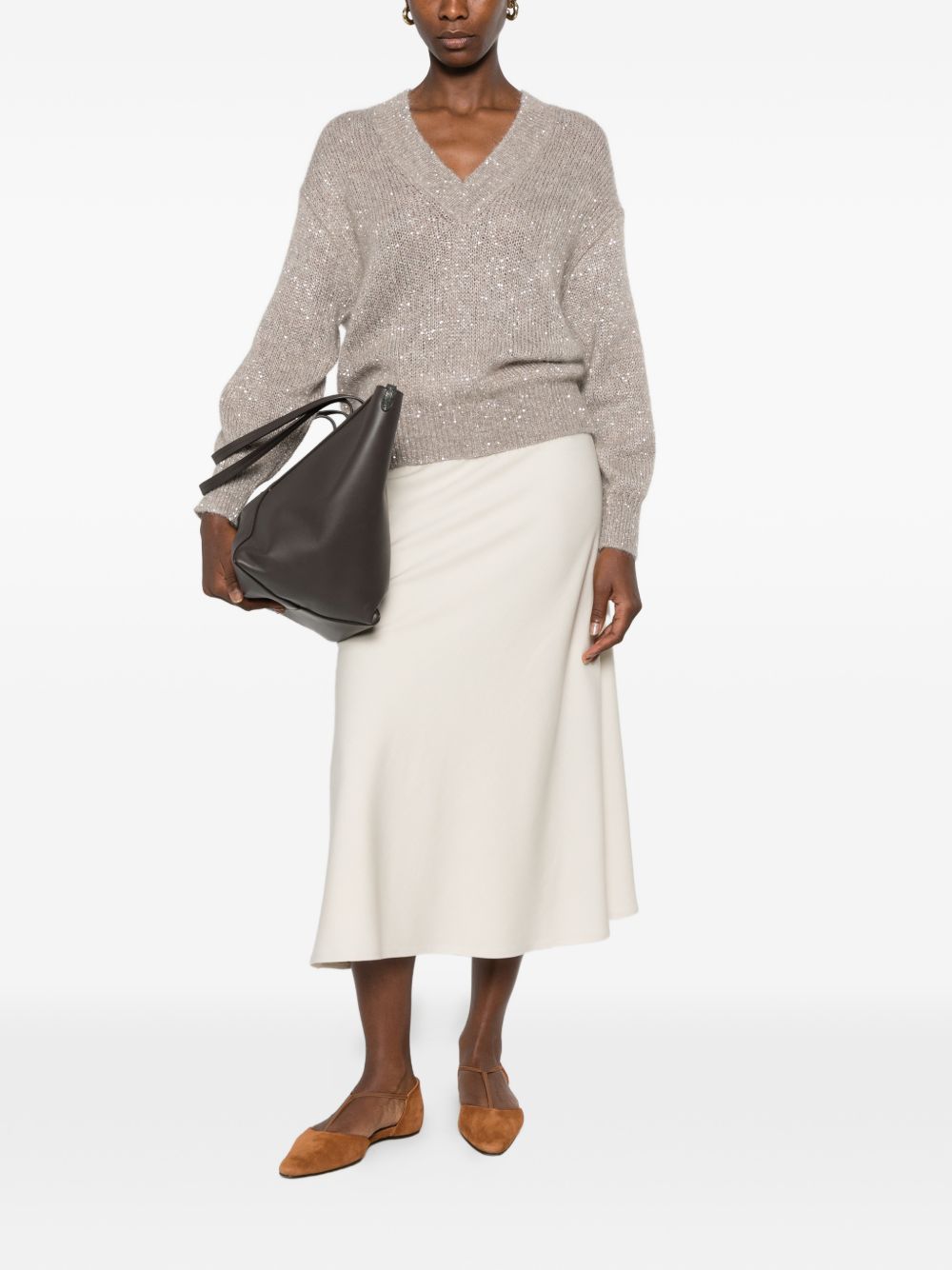 Brunello Cucinelli Women Wool Blend V-Necked Sweater