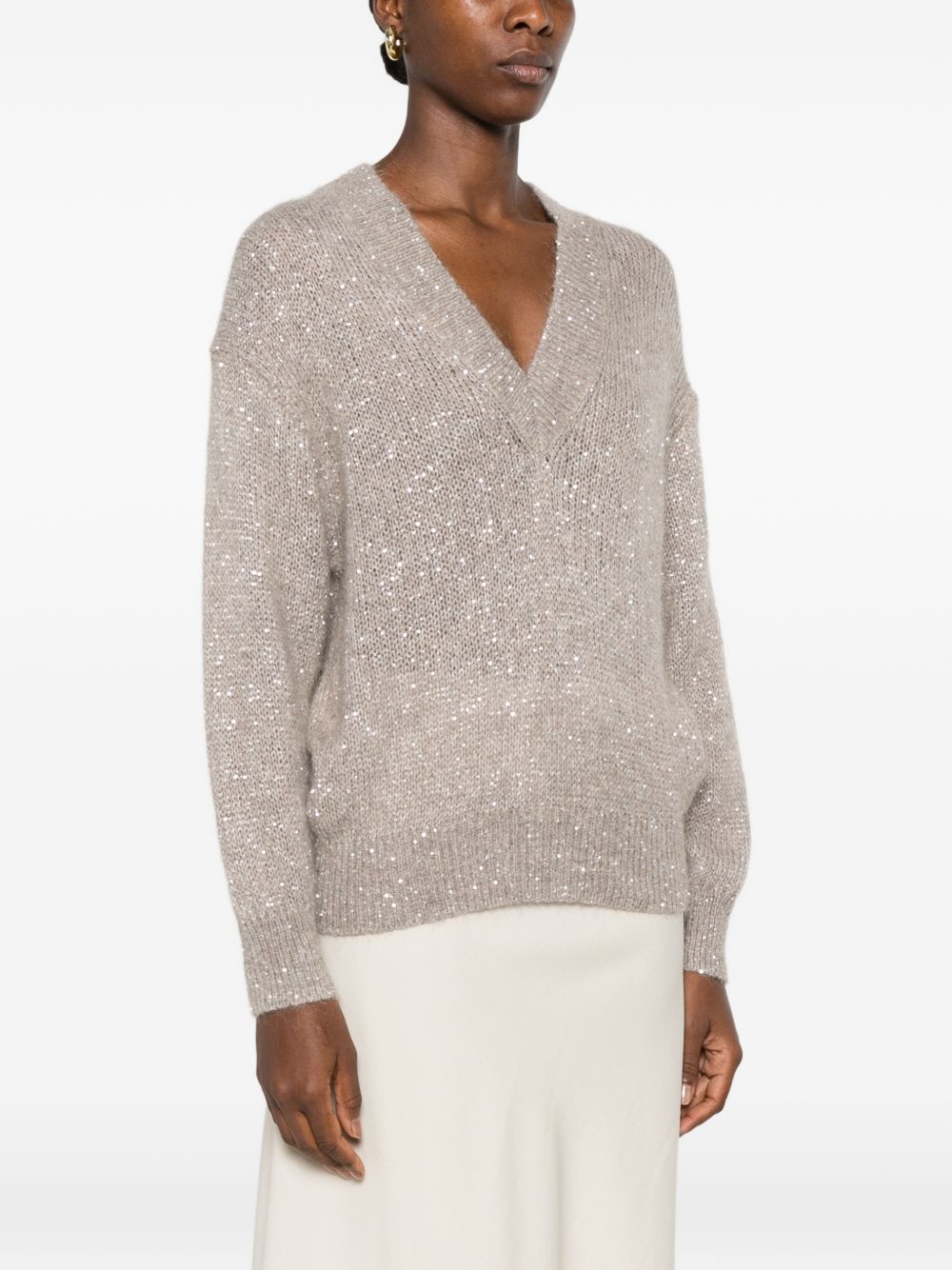 Brunello Cucinelli Women Wool Blend V-Necked Sweater