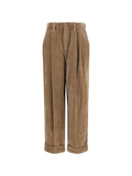 Brunello Cucinelli Women Pleated Corduroy Trousers