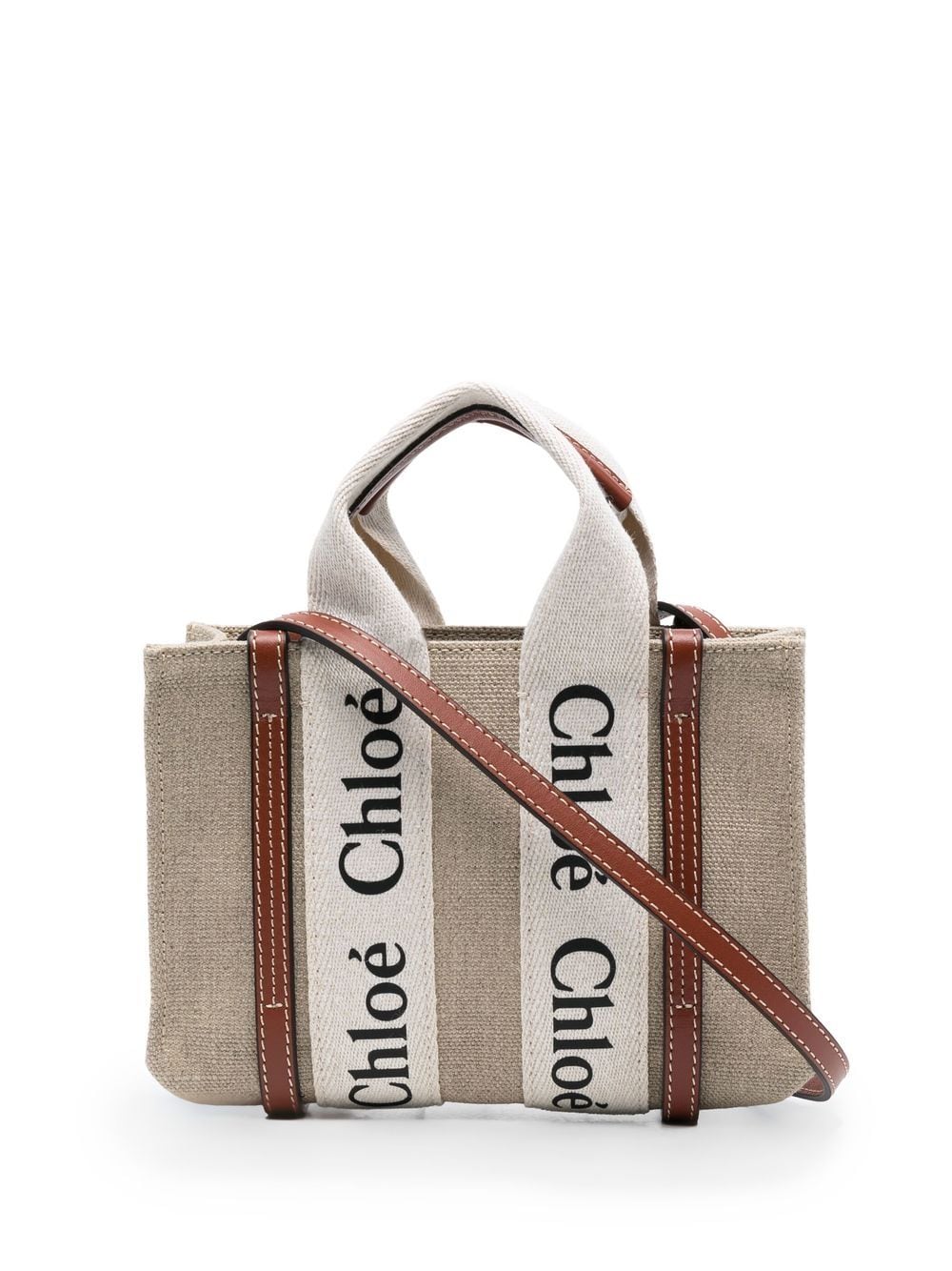 Chloé Women Woody Mini Linen Tote