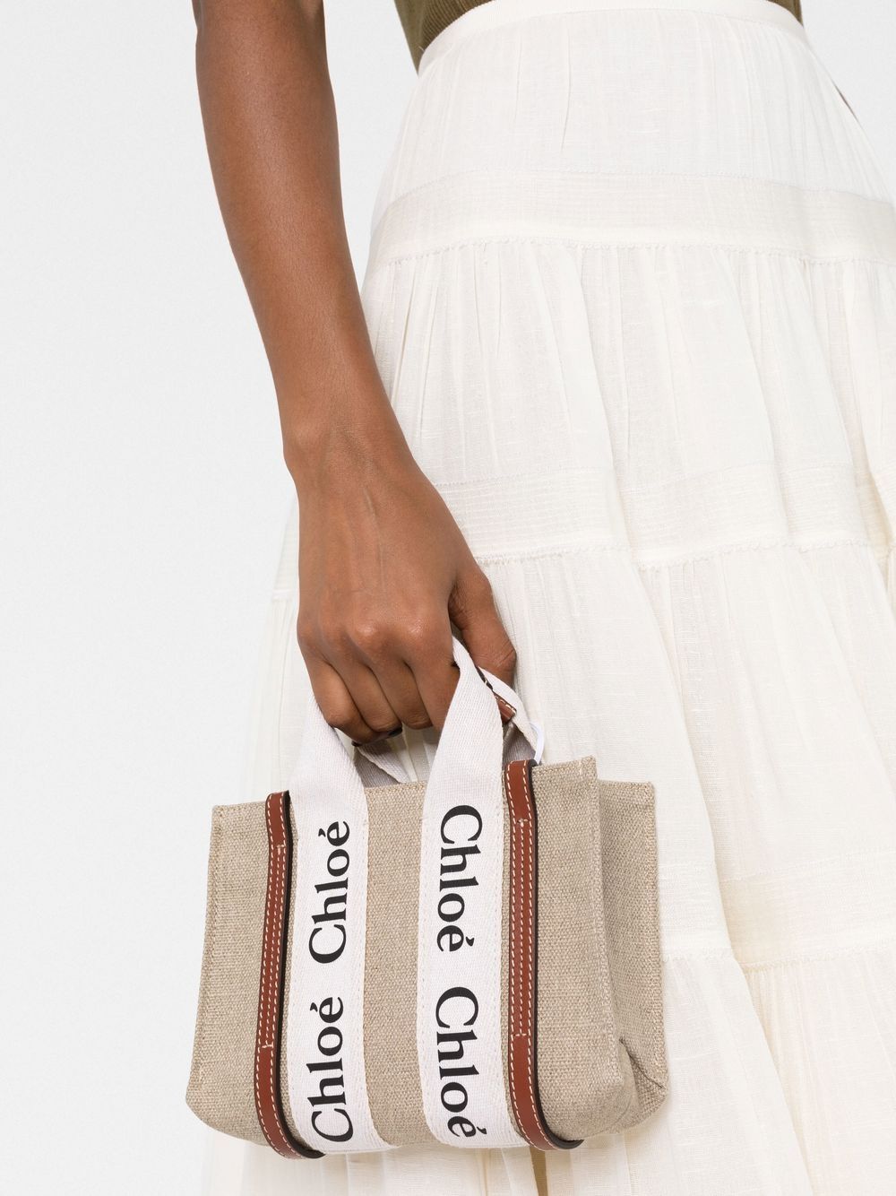 Chloé Women Woody Mini Linen Tote