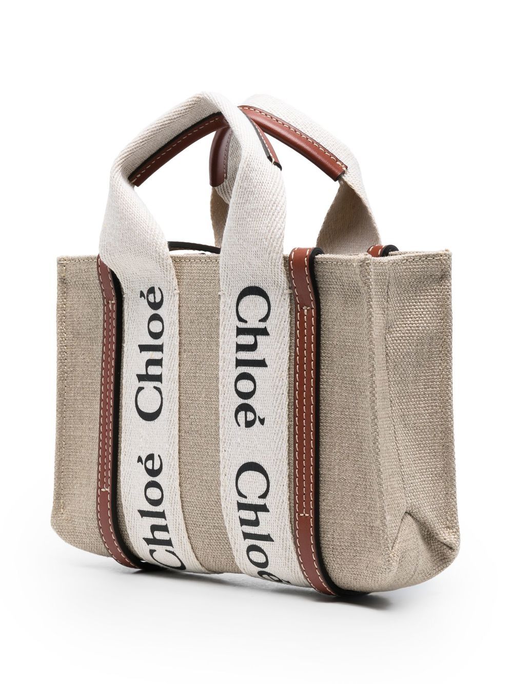 Chloé Women Woody Mini Linen Tote