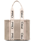 Chloé Women Woody Linen Tote Bag