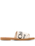Chloé Women Woody Linen Flat Sandals