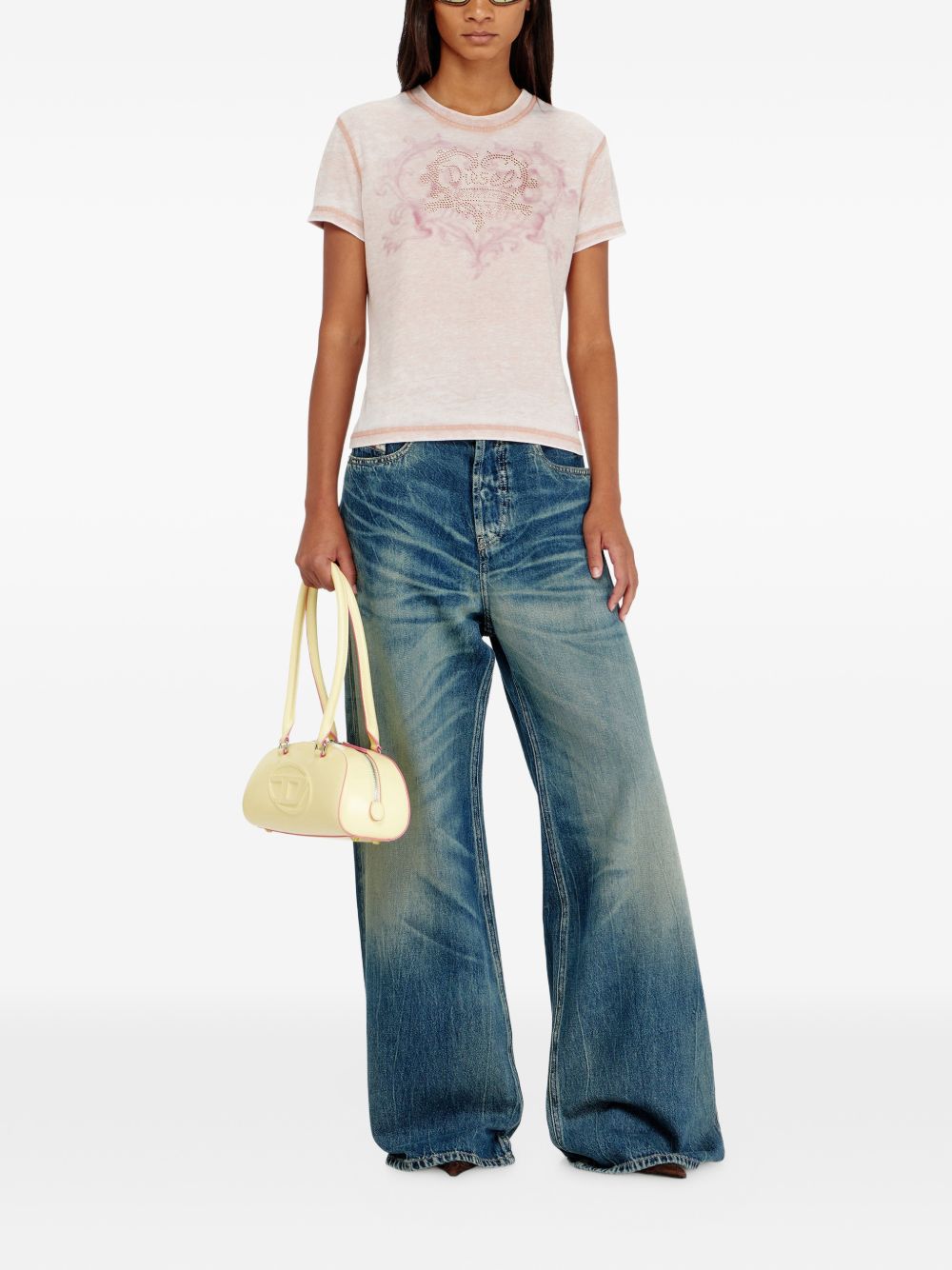 Diesel Women Logo Cotton Blend T-Shirt