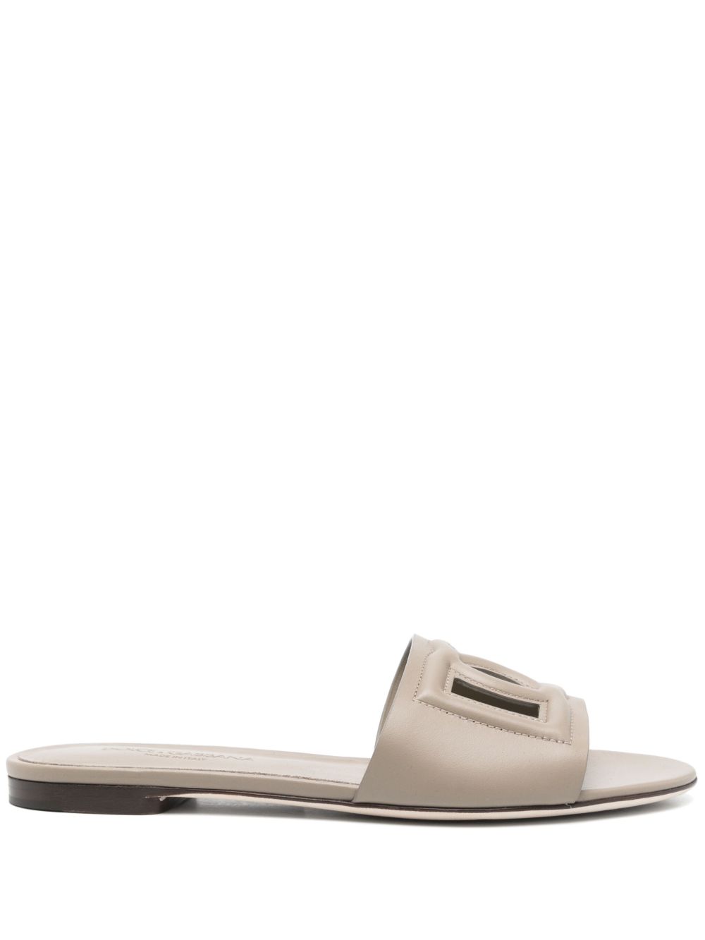 Dolce & Gabbana Women Dg Logo Leather Flat Sandals