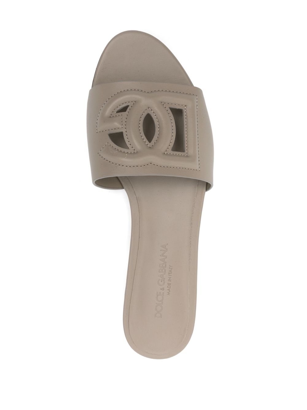 Dolce & Gabbana Women Dg Logo Leather Flat Sandals