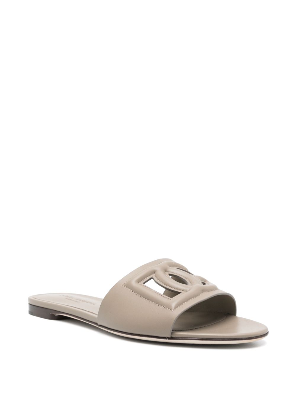 Dolce & Gabbana Women Dg Logo Leather Flat Sandals