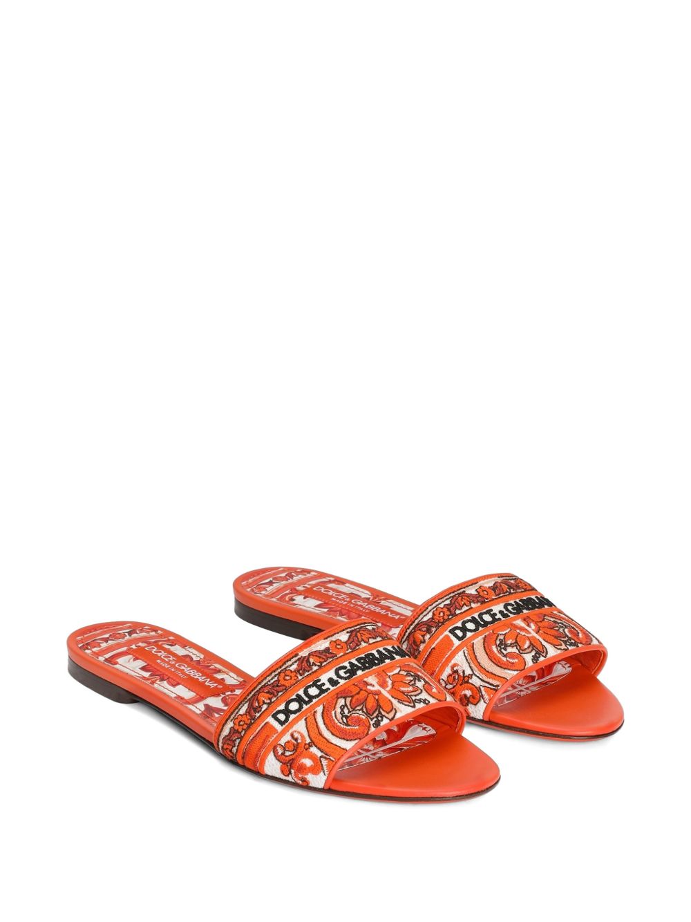 Dolce & Gabbana Women Maiolica Print Flat Sandals