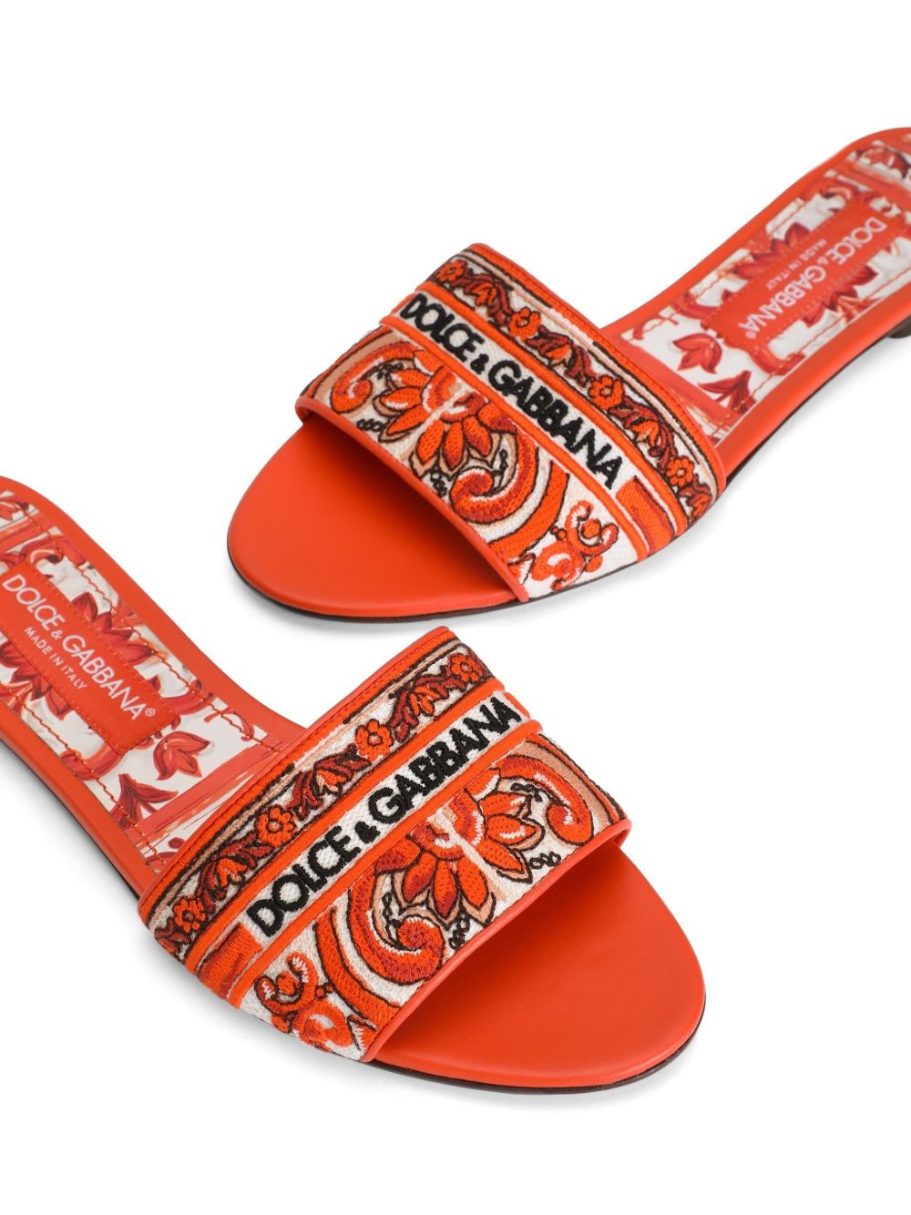 Dolce & Gabbana Women Maiolica Print Flat Sandals
