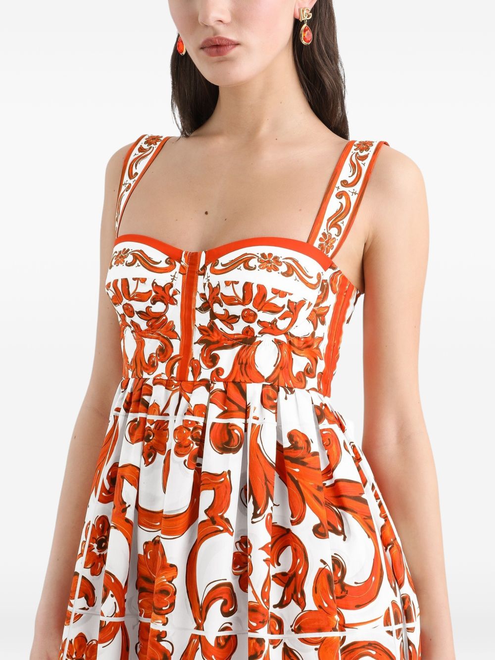 Dolce & Gabbana Women Maiolica Print Cotton Dress