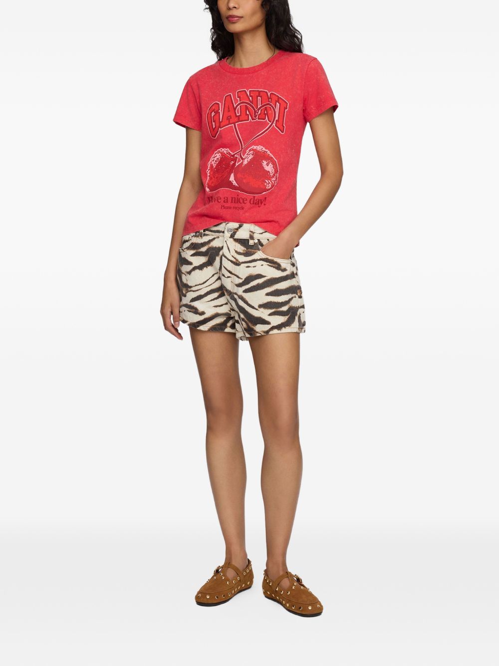 Ganni Women Printed Cotton T-Shirt