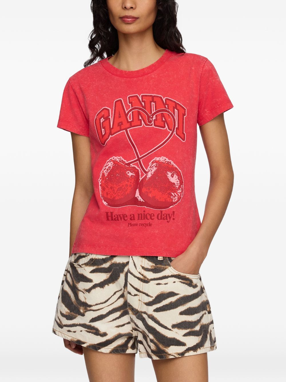 Ganni Women Printed Cotton T-Shirt