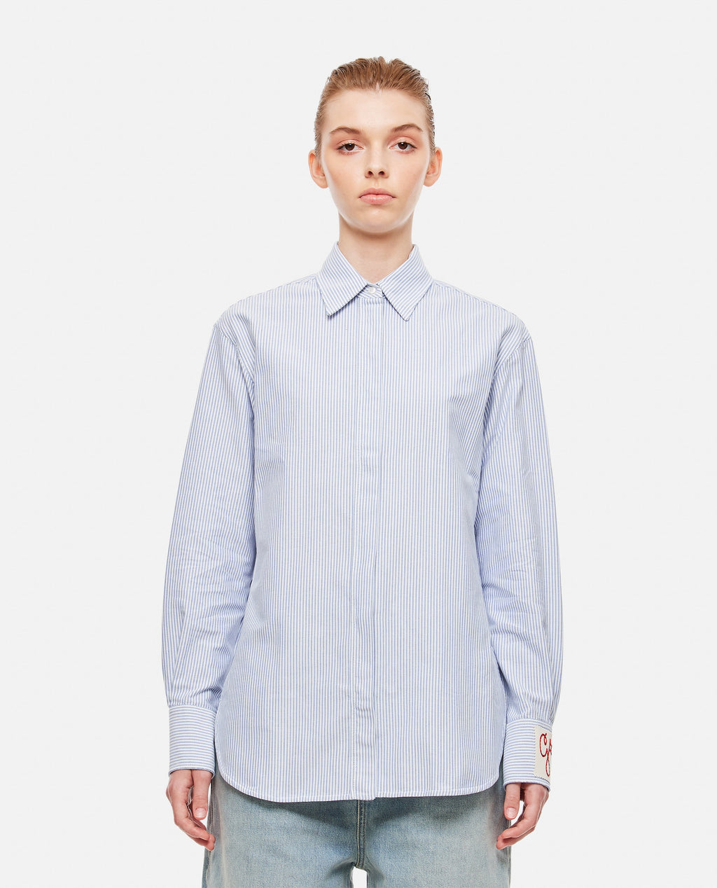 Golden Goose Women Boyfriend Shirt Striped Oxford Cotton