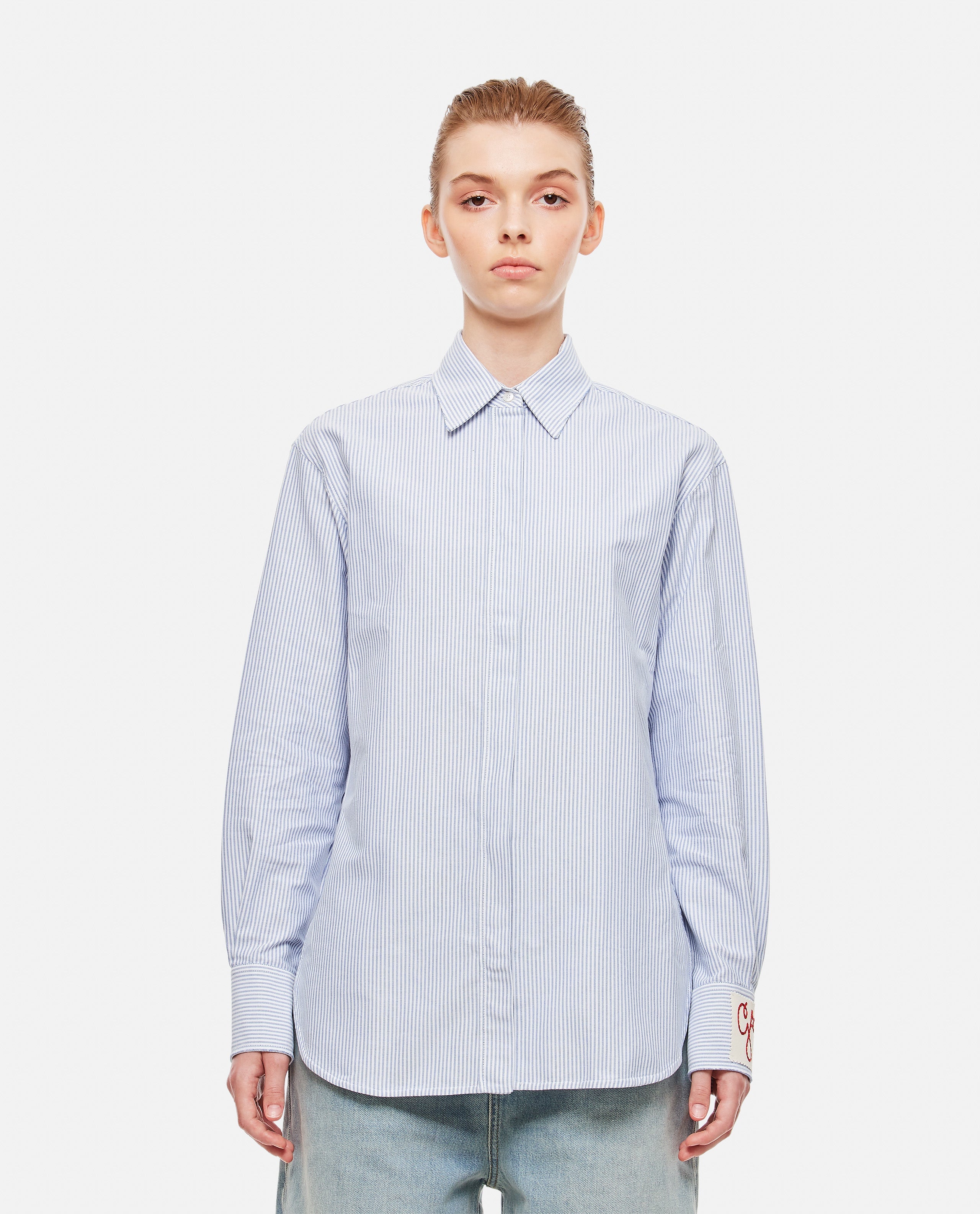 Golden Goose Women Boyfriend Shirt Striped Oxford Cotton