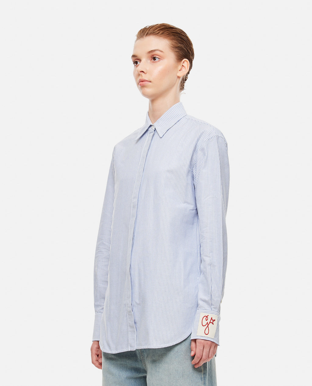 Golden Goose Women Boyfriend Shirt Striped Oxford Cotton
