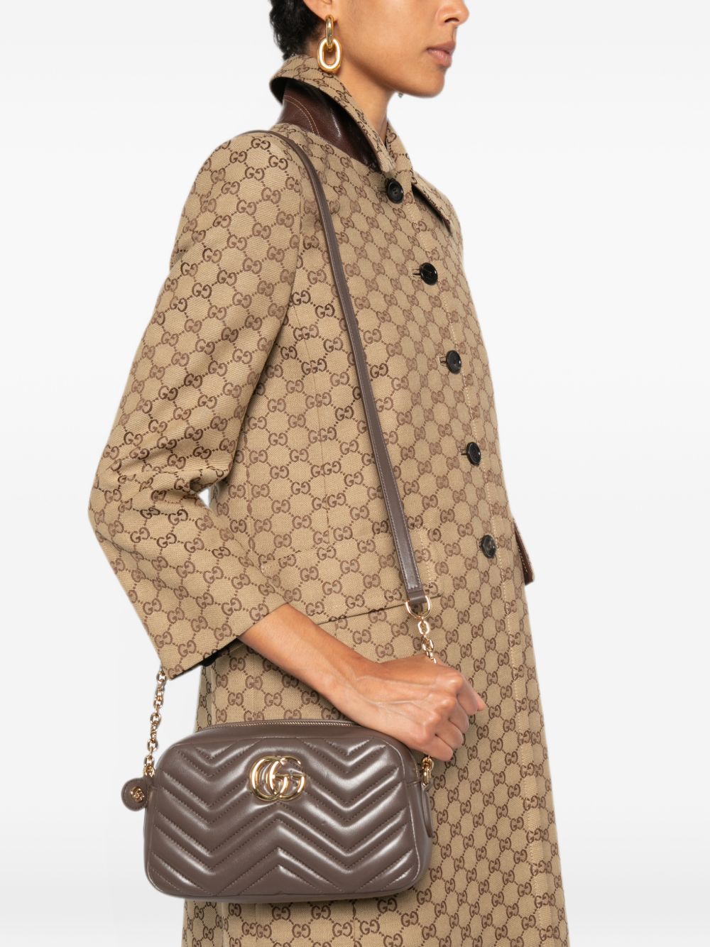 Gucci Women Gg Marmont Small Leather Camera Bag
