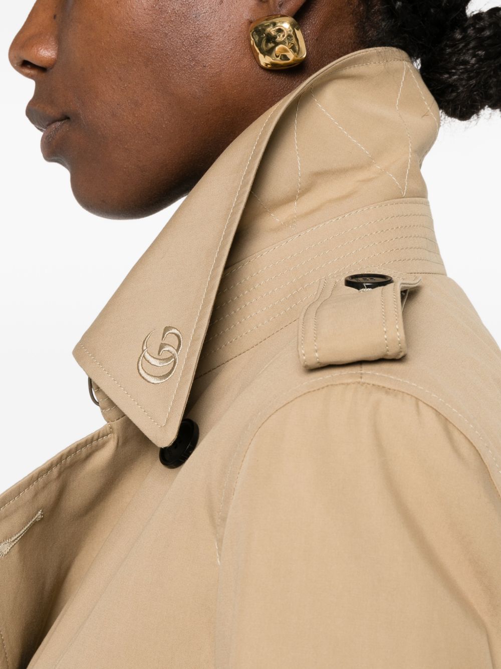 Gucci Women Cotton Long Trench Coat
