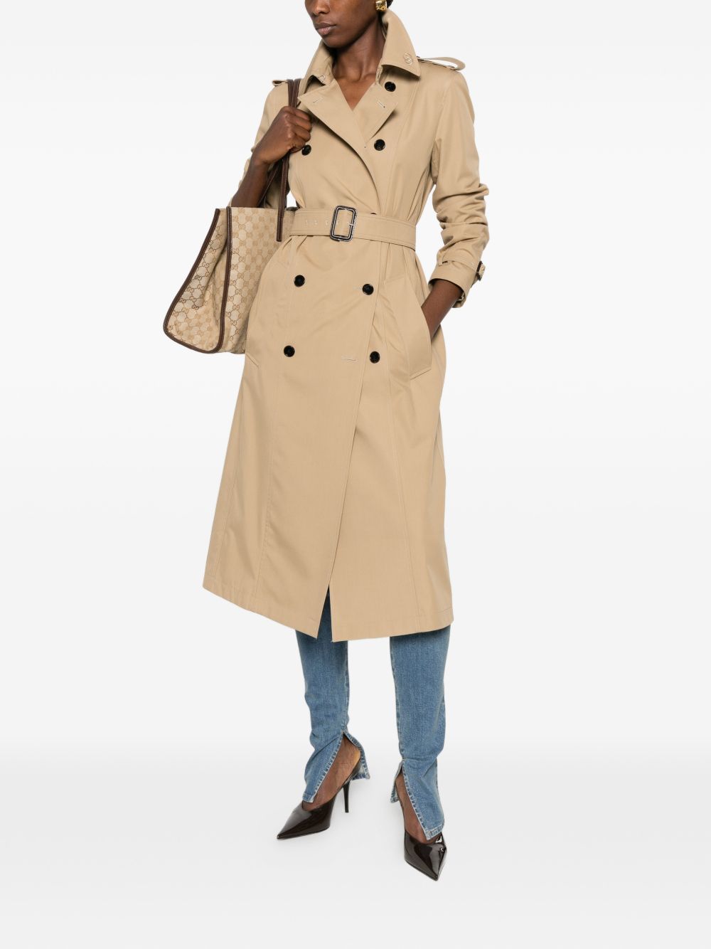 Gucci Women Cotton Long Trench Coat